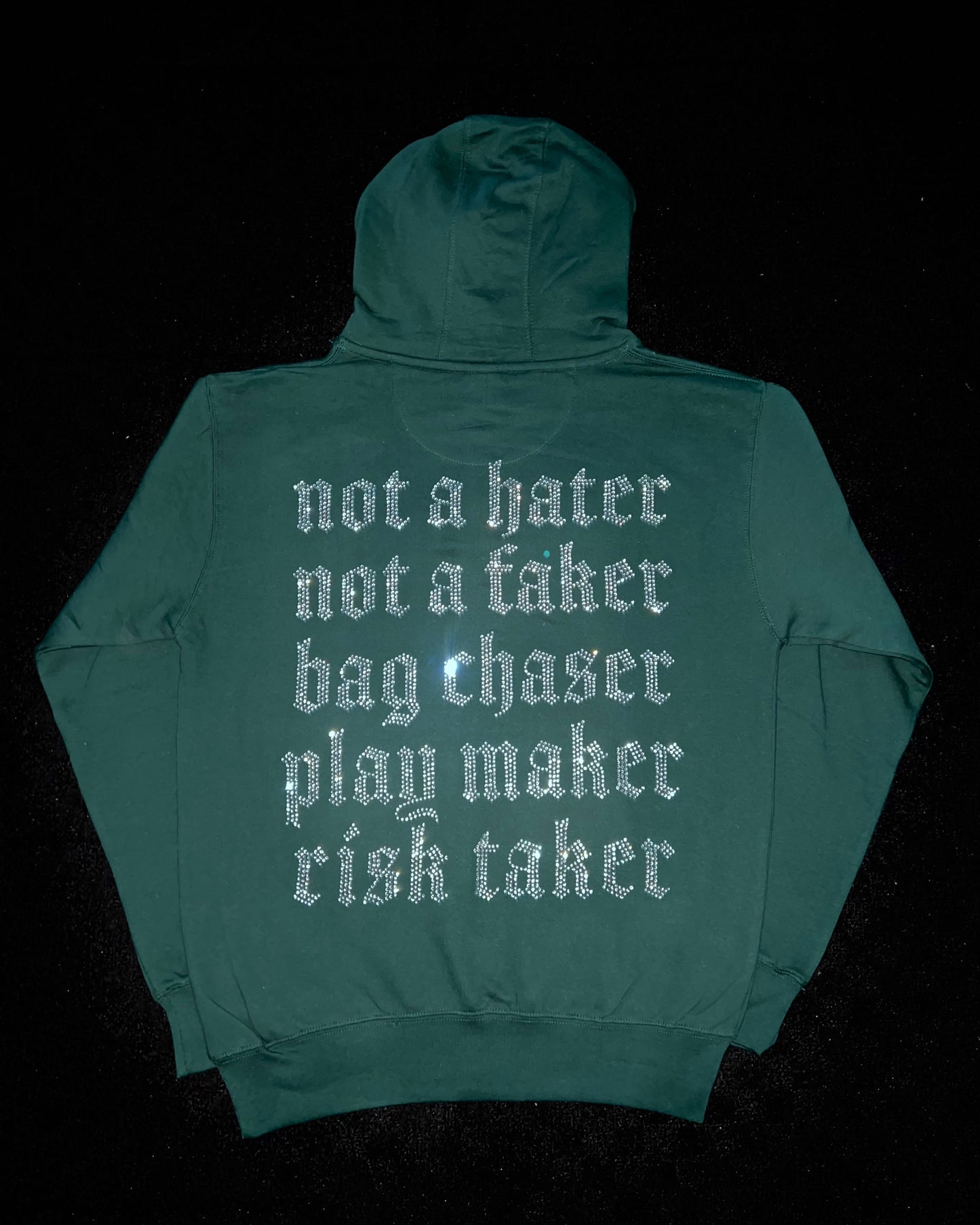 Risk Taker Rhinestone Hoodie - Green